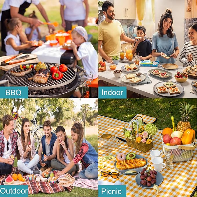 Portable Fan 4 Pack Fans for Tables,Food Fan with Flexible Goose-Neck and Soft Blades With Hanging Upside Down,Height adjustable Food Fans for Camping, Picnic, Fishing,BBQ, Parties, Outdoor,Black