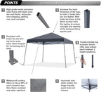 ABCCANOPY Stable Pop up Outdoor Canopy Tent 10 x 10 ft Base / 8 x 8 ft Top, Deep Gray