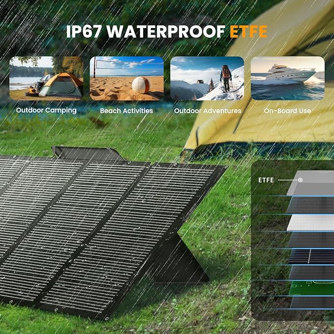 400 Watts Foldable Solar Panel, Luggable & Durable, Portable 400W Solar Charger Complete with Adjustable Stand Case, 40V Waterproof for Off-Grid Camping RV/Campervan Solar Generator