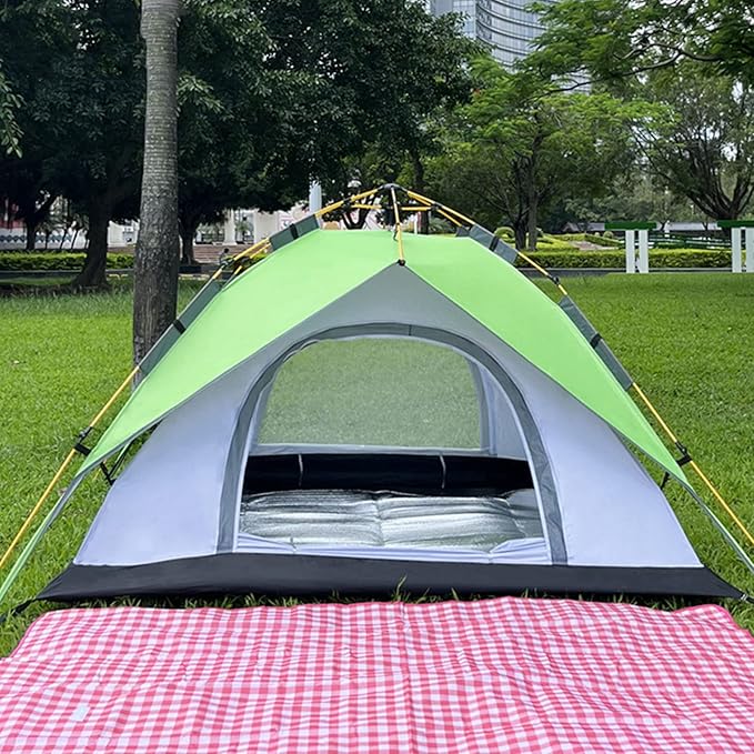 Camping Tent Oxford Cloth Automatic Pop Up Double Layer Family Tent for Hiking Traveling Backpacking Pink Professional Accessories for Use