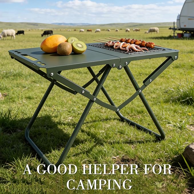 Folding Tactical Outdoor Table,Portable Adjustable Height IGT Modular Panels Camp Table with Light Bracket for Travel expeditions, Hiking, Picnics, BBQs & Beach Trips