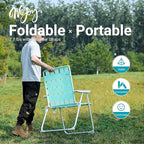 #WEJOY Folding Beach Chair for Adults, Lightweight Beach Chair with Shoulder Straps, High Back Camping Chairs with Hard Armrest, Supports 300lbs for Outdoor Lawn Concert