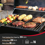 Portable Charcoal BBQ Grills with Cast Iron Grates, Tabletop Charcoal Grills with 354 Sq. In Cooking Area, for Outdoor Camping and Picnic, Black, L26.8’’x W20’’x H21.3’’