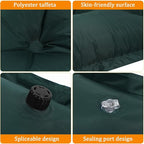 Mikikit Self-Inflating Camping Mat Military Green 185x60x2.5cm Inflatable Sleeping Pad Portable Air Sleeping Mat Lightweight for Hiking and Travel