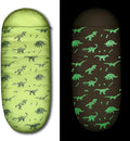 Kids Glow-in-The-Dark Dinosaur Sleeping Bag for Boys Camping Hiking - Machine Washable, Durable, Waterproof, Lightweight - Slumber Bag & Backpack 2 Pc Gift Set - Age 3-10 | 58" L X 27" W