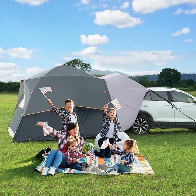 UNP SUV Dome Tent for Camping, Outdoor 6 Person Car Camping Tent, Easy Set Up SUV Tailgate Tent with Rainfly 10' x 10' Vehicle Camping Tent | for Camping, Outdoor, Car Camping Tent, Easy Set Up, SUV Tailgate Tent, with Rainfly