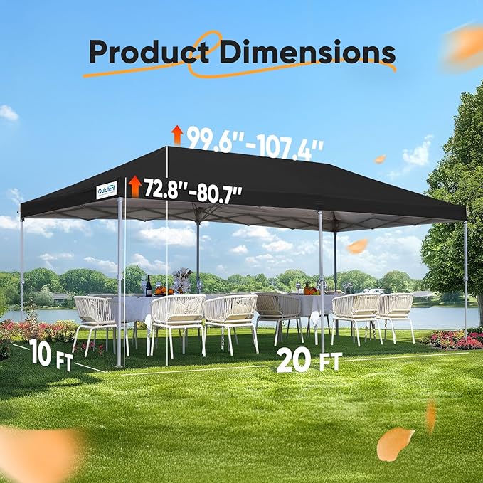 Quictent 10x20 Pop up Canopy with Sidewalls Easy up Canopy Tent Instant Shelter with Windows for Outdoor Event Party