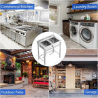 Zstar Stainless Steel Utility Sink, Commercial Restaurant Freestanding Double Bowl Laundry Sink, NSF Certificated, Outdoor Camping Stainless Steel Sink Set for Garage, Restaurant, Backyard (36in)