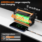 Emergency Weather Radio - AM/FM/NOAA Hand Crank Radio with 15W Fast Charge, 40000mAh Portable Solar Power Bank, Multi-Function Flashlight & SOS Alarm for Outdoor Indoor Emergencies (Orange)