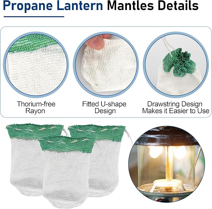 40-Pack Upgrade Camping Lantern Accessories, Camping Lantern Mantles for Coleman Standard String Tie #21 Mantles