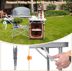 Giantex Folding Grill Table with 26'' Tabletop and Detachable Windscreen, Aluminum Portable Camp Cook Station Carry Bag Quick Set-up, BBQ Camping Picnic Backyard Outdoor Camping Kitchen Table (Brown)
