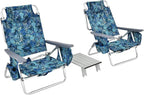 Goplus Beach Chair, Folding Backpack Beach Chairs for Adults with 5 Positions, Head Pillow, Cooler Bag, Towel Bar, Cup Holders, Sunbath Sling Tanning Lounge, Foldable Layout Camping Chairs