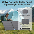 220W Bifacial Portable Solar Panel for Power Station, 23.5% High Efficiency ETFE Foldable Solar Charger for Camping Essentials,IP68 Waterproof 2 Reinforced Kickstands for RV Off-Grid Blackouts