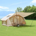 KEIKI Oxford Hot Tent for Camping, 2/3/4/6/8 Person Large Inflatable Tents w/Detachable Canopy, 4 Season Waterproof Tent for Hike Backpacking, Stove Jack AC Port, Mesh Doors Windows, Pump, Easy Setup