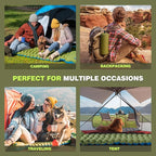 Camping Sleeping Pad, Camping Mat Thick Ultralight with Pillow, Built-in Foot Pump Self Inflating Sleeping Pad for Camping, Compact Camping Pad for Hiking, Backpacking, Travel Tent