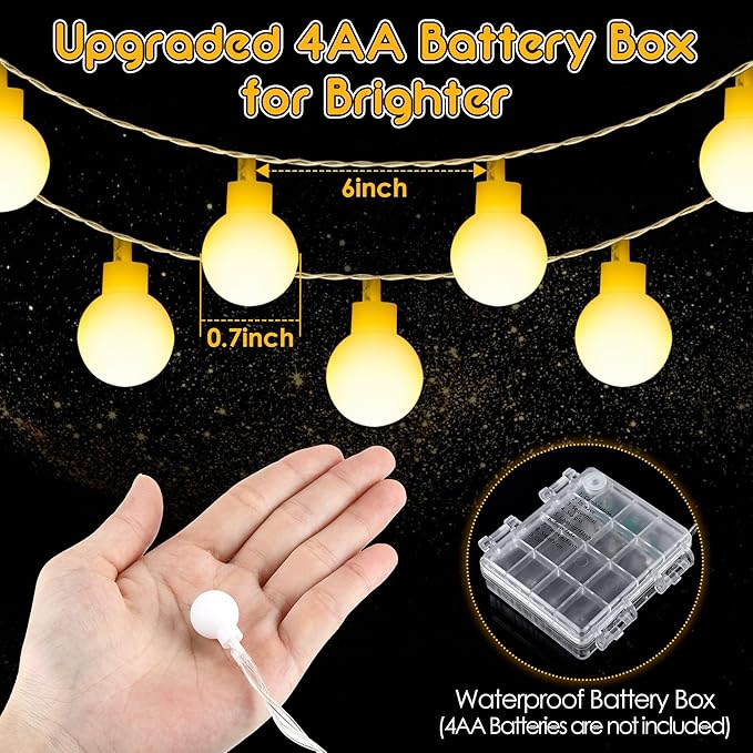 1 Pack Canopy Tent Lights, 40ft 80LEDs Canopy Lights Outdoor Battery Powered with 8 Modes, Bright Camping Canopy String Lights for 10' x 10' Pop Up Canopy Tent, Suitable for Tailgate Party