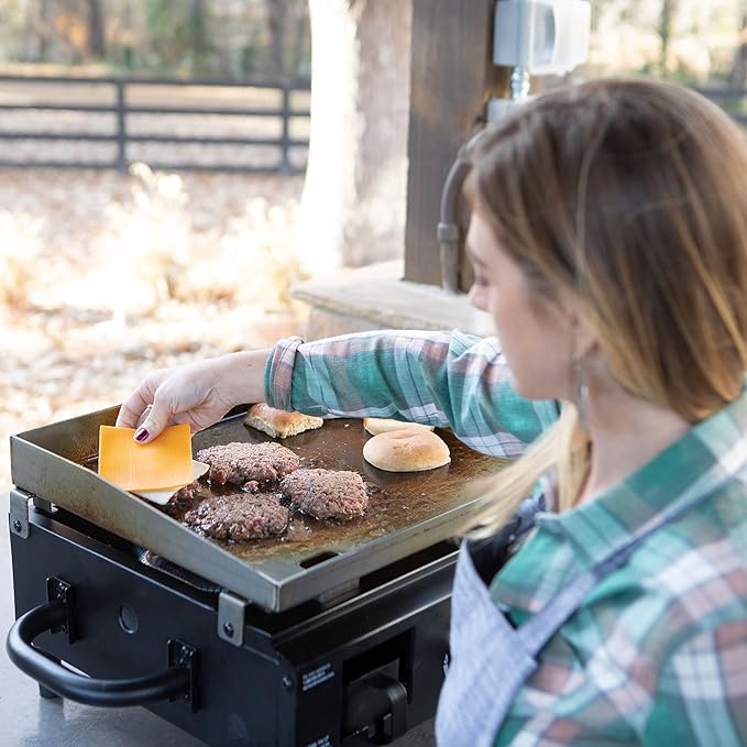 Razor Griddle GGT2160M 19 Inch Outdoor 1 Burner Portable LP Propane Gas Grill Griddle with Push Ignition for BBQ Cooking and Frying, Black