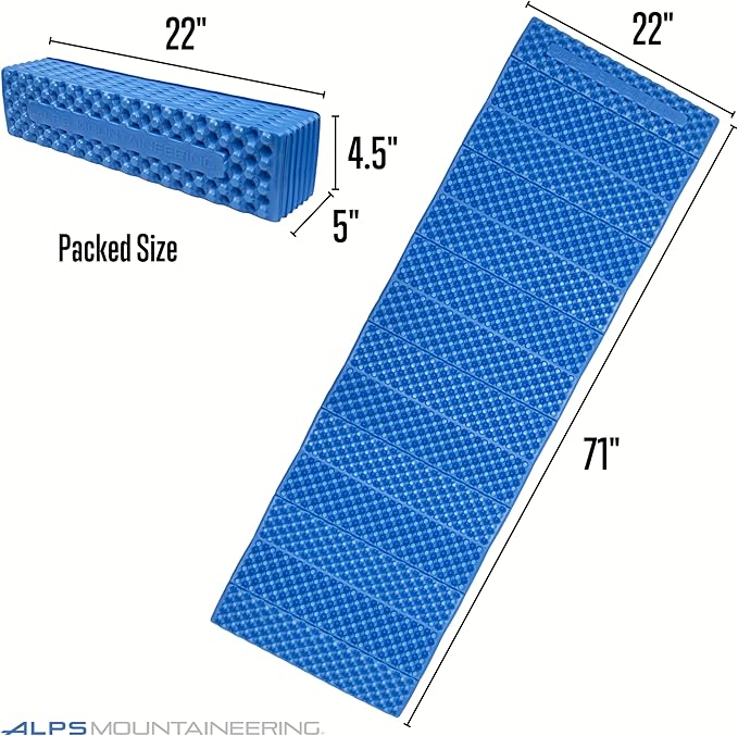 ALPS Mountaineering Foldable Foam Mat – Lightweight Portable Sleeping Pad with Tri-Fold Design, Cushioned Comfort & Compact Pack Size for Camping, Hiking, Backpacking & Outdoor Adventures
