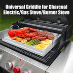 Universal Stainless Steel Cooking Griddle, Nonstick Flat Top Plate Insert for Gas Top Stove and Charcoal Grills, Tailgating, Camping and Parties, 23" x 16" Plancha Para Cocinar