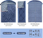 ShinHye Double Sleeping Bag for Adults with 2 Pillows, Camping Sleeping Bags Flannel Cotton 2 Person Sleeping Bags XXL Queen Size Sleeping Bag for Cold Weather