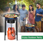 Outvita 1 Burner Propane Gas Stove for Outdoor Cooking, 75,000 BTU Camping Cooker with Removable Legs, Temperature Control Knobs for Backyard Cooking, BBQ, Baking and Frying(Single Burner)