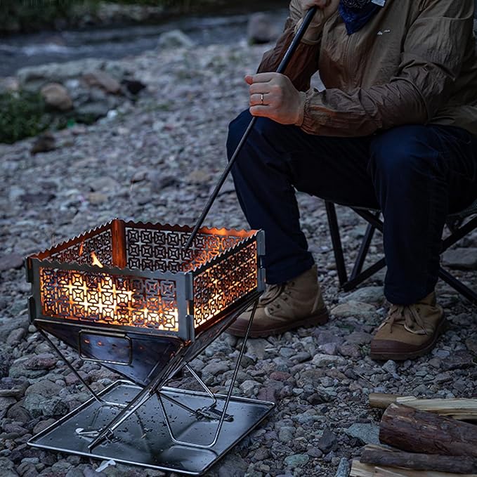 Campingmoon Stainless Steel Camping Blow Fire Tube by Mouth Telescopic Campfire Tool Camping Accessories