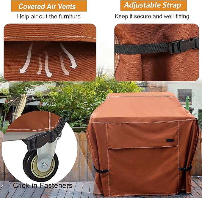 NettyPro Grill Cover for Outdoor Grill 60 inch Waterproof Heavy Duty Gas BBQ Cover for Outside Weber, Char-Broil, Brinkmann, Jenn Air, Nexgrill 3-4 Burners Barbecue, Brown