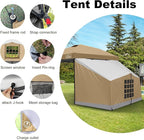 KAMPKEEPER Canopy Side Tent, Camping Canopy Tent for 10x10 Pop Up Canopies, Cube Tents, Gazebo Room Compatible with 10' Wide Canopies(Canopy Not Included)