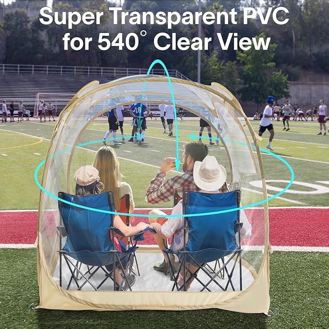 EighteenTek® Pod All Weather Sports Tent with Attached Floor, Instant Outdoor Bubble Tent, Rainproof Camping Sun Shelter for Sports Events Camping Fishing Cheering 1-4 Person