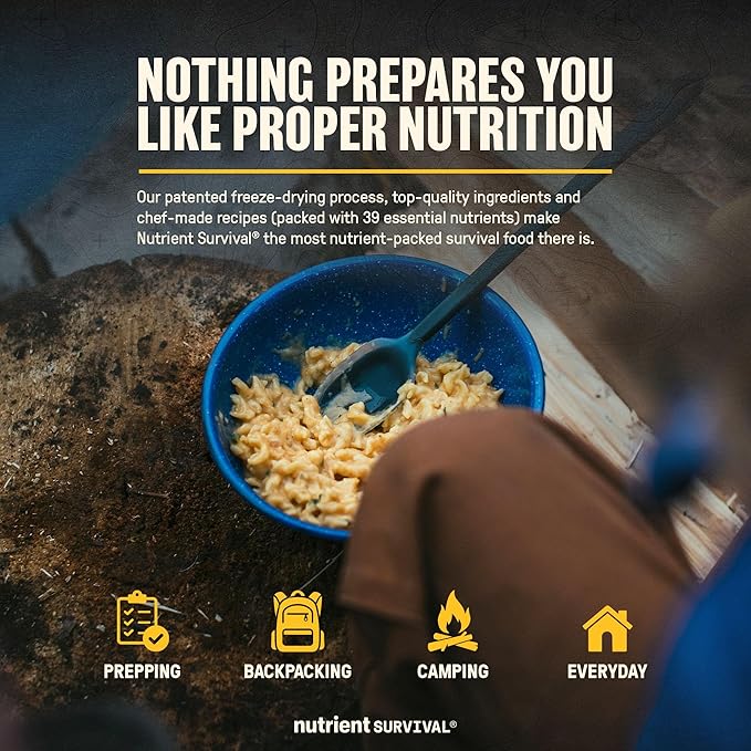 Triple Cheese Mac High Protein Meal (10 Servings) Freeze Dried Prepper Supplies & Emergency Food Supply, 40 Essential Nutritients, Shelf Stable Up to 25 Years, One Can