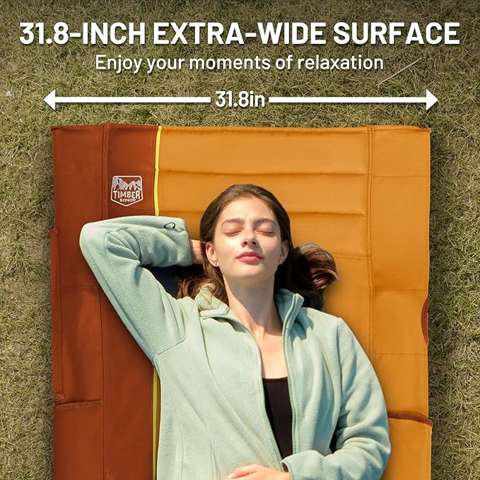 TIMBER RIDGE Extra Wide Heavy Duty Camping Cot for Adult, Easy Set Up Oversized Sleeping Cot with Carry Bag for Camping, Travel and Outdoors, Support up to 450lbs, Orange, 2 Pack