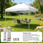 Anytee-10x10 Pop Up Canopy Tent, Easy Up Waterproof Outdoor Canopy with Wheeled Bag, Sun Shade for Patio, Backyard, Parties, Camping-White