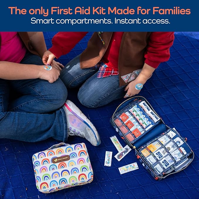 KeepGoing Large Home First Aid Kit for Kids – 270 Pc. for Car, Home, Dorm, & Boat with Latex-Free Bandages – 10 x 7 x 3.5 in. Travel First Aid Kit (Woodland)