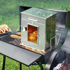 Lineslife Foldable Camping Oven with 2 Tier Grill, Portable 304 Stainless Steel Camping Stove with Thermometer for Use with Propane Stove and Wood Camping Stoves, Outdoor Cooking, Picnic