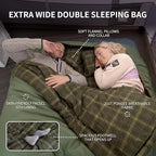 Naturehike Flannel Queen Size Double Sleeping Bag for Adults with Pillows, Doublewide Two Person Sleeping Bag for Couples & Whole Family, All Seasons for Camping, Hunting & Bedding