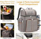 Picnic Backpack for 4, Picnic Basket Set, Leakproof Picnic Bag, Beach Cooler Backpack with Insulated Cooler Wine Pouch,Picnic Blanket, Double Deck Picnic Backpack for Beach,Camping,Park(BrushedKhaki)