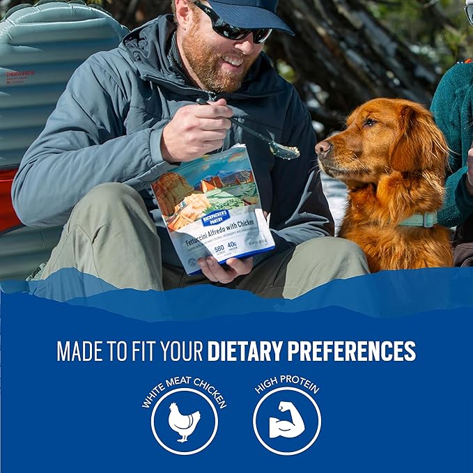 Backpacker's Pantry Fettuccini Alfredo with Chicken - Freeze Dried Backpacking & Camping Food - Emergency Food - 40 Grams of Protein - 6 Count