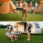 GARLLEN Folding Grill Table, 3-Height Adjustable Lightweight Grill Table with Heat-Resistant Tabletop, Portable Aluminum Camping Table for BBQ, Picnic, Cooking, 35.4" L x 15.7" W, Threaded Install