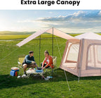 Inflatable Tents for Camping, Blow Up Tent with Hand Pump, Easy Setup Inflatable Hot Tent with Stove Jack, Waterproof Oxford Air Glamping Tents for Camping Adult 4 Person Upgrade Version