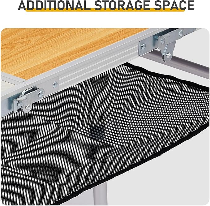 Folding Camping Table, Aluminum Folding Table with Carrying Handle, Lightweight, Portable Camping Table Waterproof for Outdoor Indoor Picnic Beach BBQ (Wood Color, 3ft)