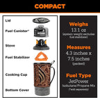Jetboil Flash Portable Fast Boil Stove for Camping and Backpacking with 1-Step Auto Ignition, Propane/Isobutane Burner with Cooking Cup