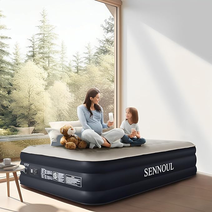 Air Mattress Queen with Built in Pump, Inflatable Mattress Blow Up Mattress 16 Raised Comfort,Upgraded Surface Portable Bed, Air Bed for Home, Guest, Camping, Colchone Inflable, 650 lbs