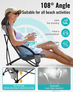 KingCamp Low Beach Chairs, Folding Portable Chair for Adults Lightweight Extra Wide Seat 300lbs Heavy Duty Oversized Backpack, Carry Bag for Camping