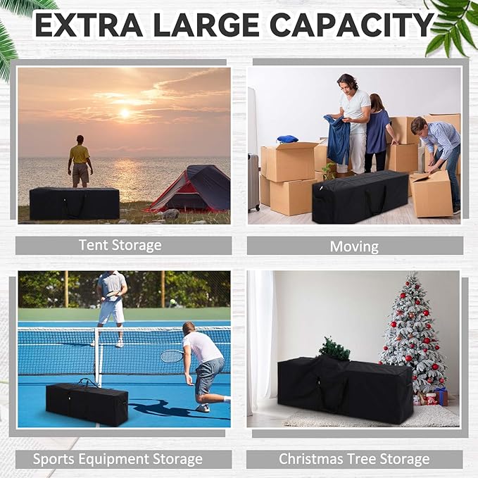 60 x 17 x 20 Inch, 332 L Extra Large Duffle Bag Camping Tent Storage Bag Heavy Duty Waterproof Sports Equipment Carrying Case for Tent Pole Travel Canopy Hammock Tripod Fishing Outdoor Moving