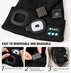 Wmcaps Stocking Cap Stuffers Bluetooth Beanie with A Light, 2-Pack Flashlight Headlamp Winter Hat Gifts for Men Women Dad Him
