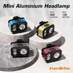 EverBrite 400LM Rechargeable Headlamp, 1.59 oz Lightweight & Comfortable Head Lamp with Hat Clip, IP67 Waterproof, White/Red/Green Light, 7 Modes for Running, Camping and Backpacking-Purple
