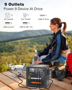 Portable Power Station 1300W, 1154Wh LiFePO4 Solar Generator UPS Home Battery Backup Power w/4 1300W AC Outlets,PD 60W,Fast Charging for Outdoor Camping, RV Travel,Emergency