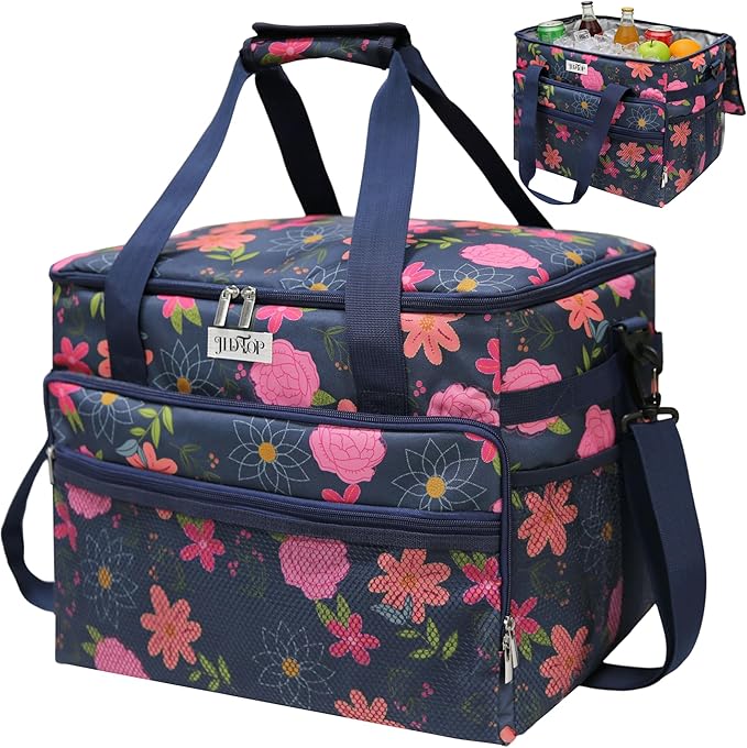 Soft Cooler Bag Floral 40 Cans, Collapsible Insulated Large Lunch Bag for Women, Portable Storage for Camping Travel Picnic BBQ Beach