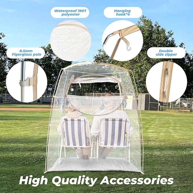 All Weather Proof Pod Sports Tent,Outdoor Weather Tent Sports Pod Pop Up Shelter with Sealed Floor,2-4 Person Clear Tent for Sport Event,Camping,Fishing 8 Sizes & Multicolor