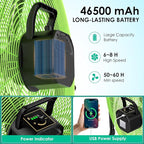 20" Solar Fan, Large Solar Powered Cordless Camping Fan, Rechargeable Battrey Operated Fans for Outside, 360° Tilt, Hi-airflow, Wireless, for Home Garage Outdoor Patio Travel Greenhouse